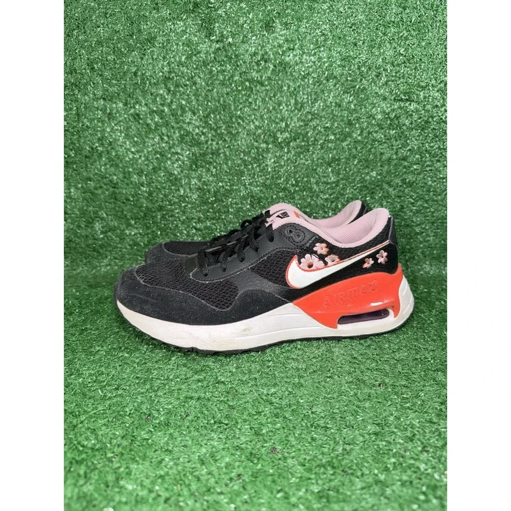 Nike Air Max Systm Boys Size‎ 7Y Black Red Athletic Shoes Sneakers FQ8959-001